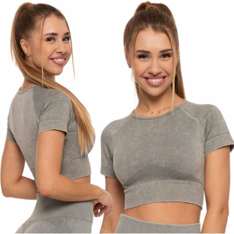 Top deportivo de mujer de manga corta, cómodo para entrenar, color verde Moraj, talla L/XL (1/5)