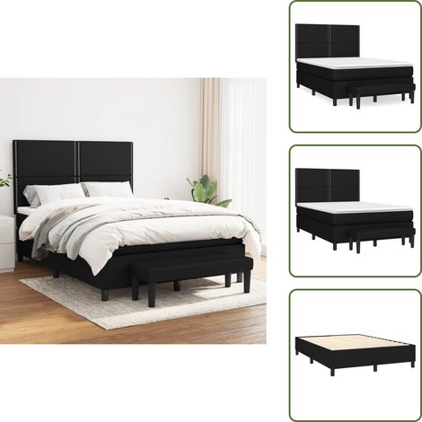 Boxspringbett mit Matratze Schwarz 140x200 cm Stoff - Boxspringbett - Doppelbett - Schlafraumgestaltung - Bettenrahmen - Bettmatratze (1/5)