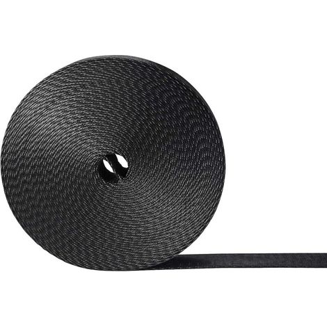Rouleau de sangle en nylon robuste de 45 m (2 cm de large), pour équipement d'intérieur ou d'extérieur, bricolage et réparations (noir) (1/4)