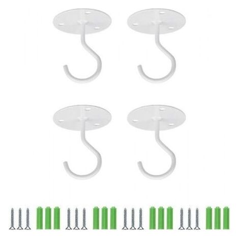 Crochets de plafond Crochets de plafond blancs à montage mural robustes pour plantes suspendues Support de plante en métal avec vis Mangeoires à oiseaux Lanternes Carillons éoliens (1/5)