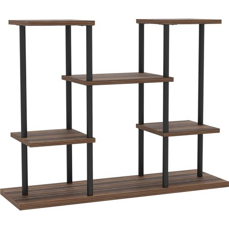 Porte plantes et étagère à plantes 4 étages en bois carbonisé de 61 5 cm pour intérieur et extérieur salon jardin balcon (1/5)