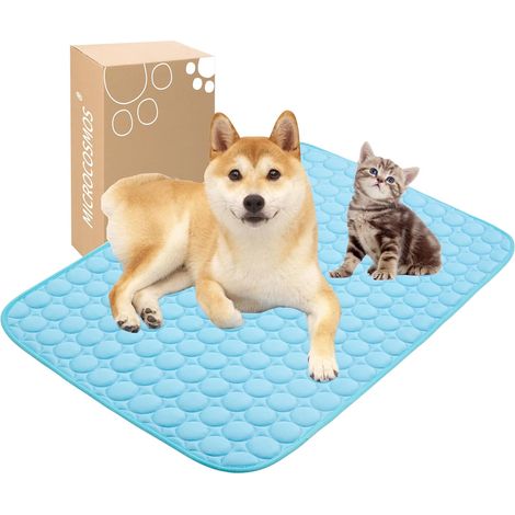 Alfombra refrescante de verano. Fabricada con materiales seguros, fácil de transportar y limpiar. Proporciona un ambiente fresco y confortable para mascotas, niños y adultos. (Azul, 100 x 75 cm) (1/5)