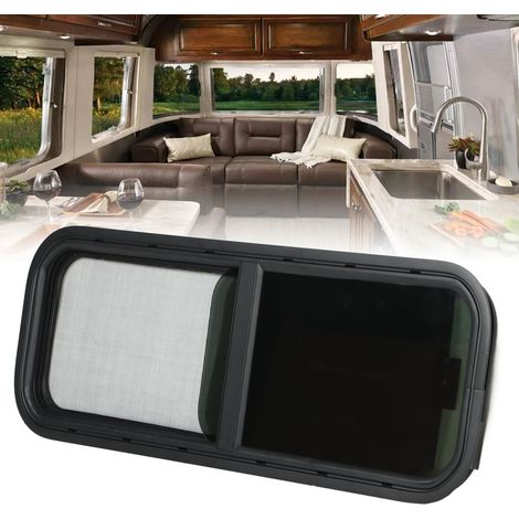 Fenêtre coulissante à coins arrondis 900300 mm avec moustiquaire, adaptée aux camping-cars, aux véhicules de loisirs et aux véhicules de chantier (TFC00060) (1/5)