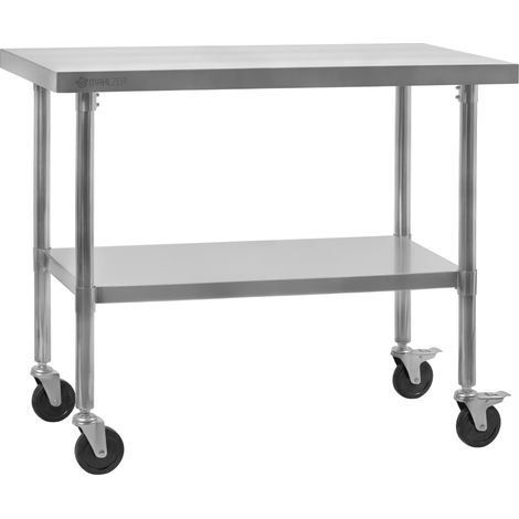 Tavolo in acciaio inox Mahlzeit  120 x 70 x 85 cm  Tavolo da lavoro, da cucina, di preparazione (1/5)