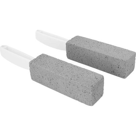 Lot de 2 brosses de nettoyage en pierre ponce pour WC, avec manche, pour carrelage, salle de bain, cuisine et usage domestique. (1/5)