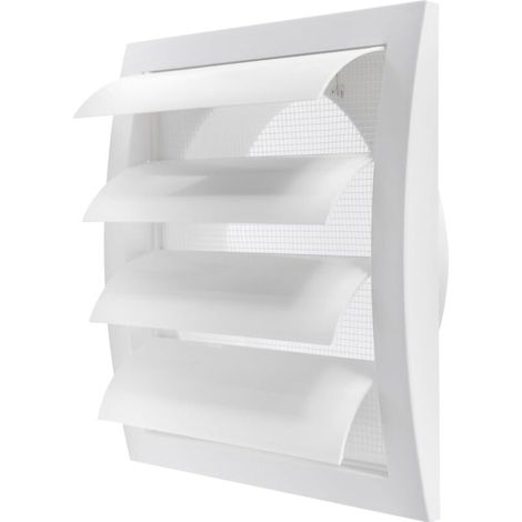 Hotte d'aération blanche de 150 mm avec écran anti-parasitaire et bride intégrés, blanc, couvercle de grille d'aération, couvercle de conduit d'évacuation de CVC (190 x 190 mm) (1/4)