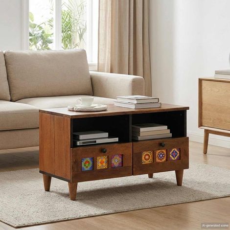 Teenpull – Couchtisch Braun 80 x 54 x 40 cm Massivholz Mango (1/5)