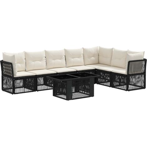 Conjunto de sofás de jardín 8 uds. Negro ratán sintético vidaXL (1/5)