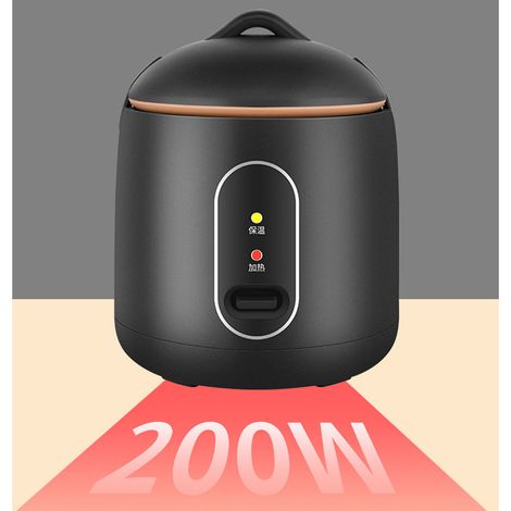 Cuiseur à riz domestique mini noir, petit format, automatique, 1,2 L, avec cuve vapeur intégrée. (1/5)