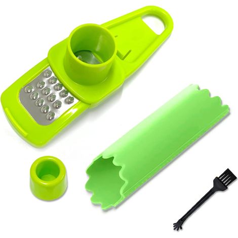 Hachoir à ail en silicone 3 pièces avec éplucheur et presse-ail, en acier inoxydable (1/5)