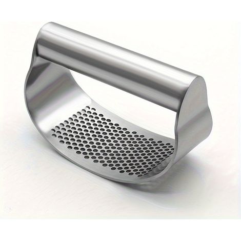 Spremiaglio a bilanciere in acciaio inossidabile, schiaccia aglio manuale, utensile da cucina portatile, spremiaglio, con pelaaglio e spazzola per la pulizia, facile da usare e da pulire (1/5)