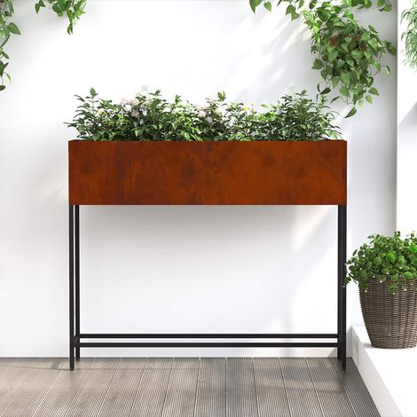 Hochbeet Gartenpflanzer Rostig 100 x 26 x 82 cm Wetterfeststahl (1/4)