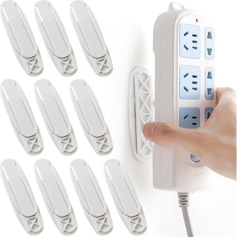 10-teiliges selbstklebendes Kabelmanagement-Steckdosenleisten-Set, Wandhalterung fürs Büro, Halterung für WLAN-Router, Fernbedienung und Taschentuchbox (1/5)