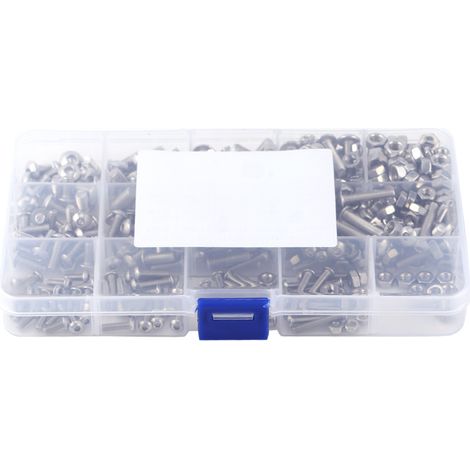 Assortiment de 440 vis et écrous à tête cylindrique hexagonale creuse en acier inoxydable SS304 (M3, M4, M5) (1/5)