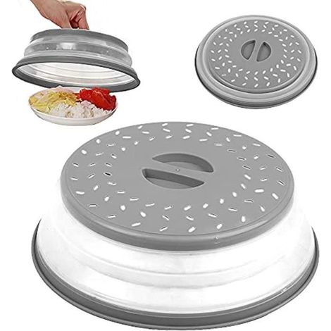 Cloche Micro Onde, Cloche Micro Onde Sans BPA, Micro Onde Cache, Anti Vapeur et Fonction Passoire (Gris) (1/4)