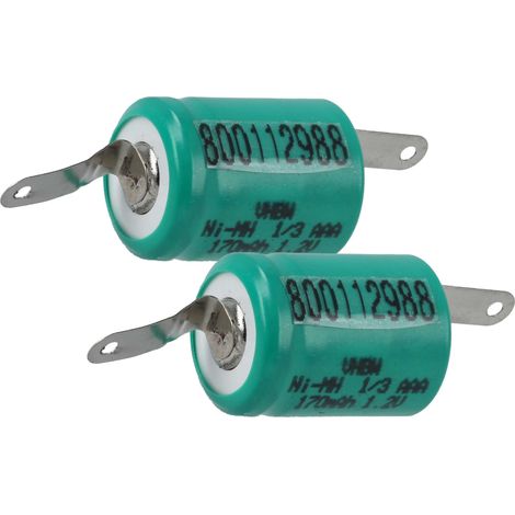 vhbw 2x Batteries remplacement pour 1/3AAA pour modéle RC (170mAh, 1,2V, NiMH, avec cosse à souder (U)) (1/4)