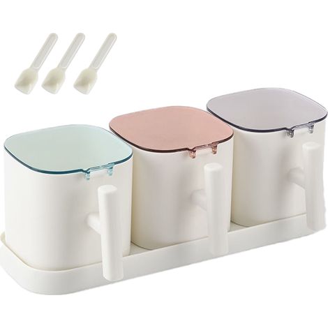 Boîte À Épices En Verre - Couvercle En Acier Inoxydable 304 - Cuillère En Plastique Inclus - Pour Sucre Sel Épices - Lot De 3 (1/5)