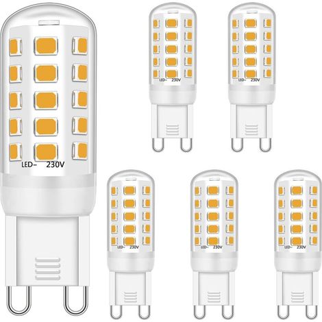 SABIR G9 LED Ampoule 5W Équivalent à 28W 33W 40W Halogène Ampoules, Blanc chaud 2700K, G9 Prise LED Lampe, sans scintillement, non dimmable, 420LM, AC 220-240V, paquet de 6 [Classe énergétique A+] (1/5)