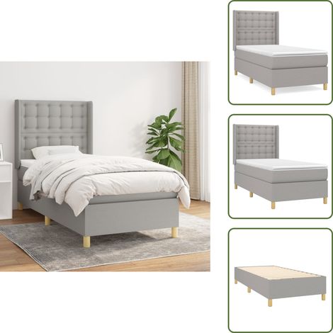 Boxspringbett mit Matratze Hellgrau 90x200 cm Stoff - Boxspringbett - Doppelbett - Lattenrost - Bettrahmen - Schlafsystem (1/5)