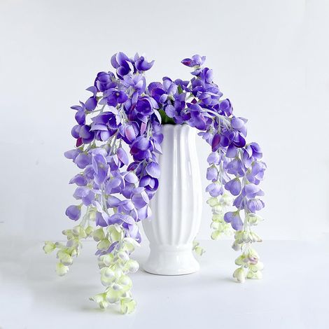 Wisteria Fleurs Artificielles, Bouquet de Fleurs Artificielles, Fausse Fleur Decoration, Trois Branches Pêche aux Fleur de Wisteria pour Les Vases, Décoration de Fête de Mariage Maison Jardin (1/5)
