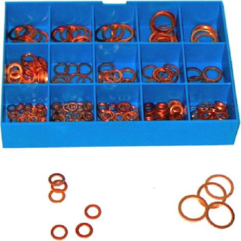 Assortimento di 400 rondelle in rame