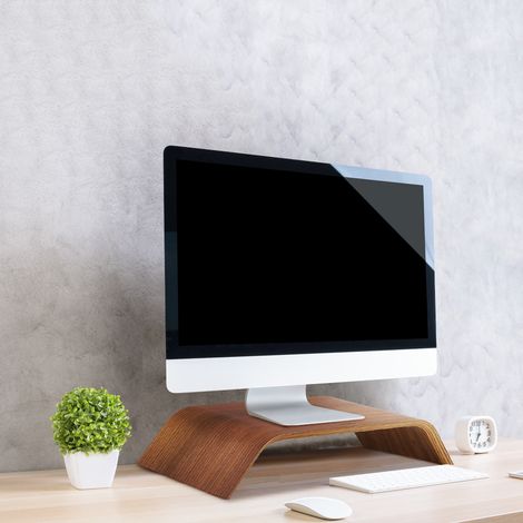 Support en bois SAMDI tout-en-un pour écran et ordinateur portable - Support robuste et stable - Compatible avec iMac (1/4)