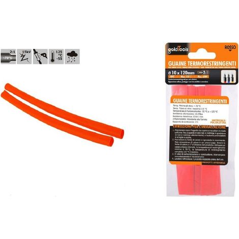 Trade Shop - Set 10 Pz Guaine Termorestringenti Termoretrattili Rosse 10x120mm Per Cavi 57085 - (1/2)