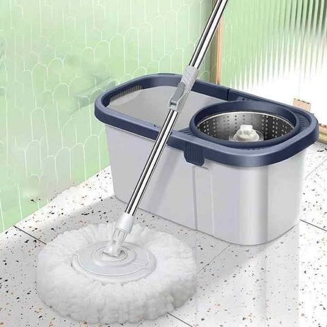 Serpillière en microfibre avec seau à essorage rotatif, balai à franges à manche réglable pour sol, nettoyage rapide maison (1/5)