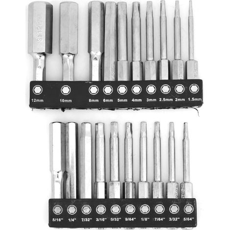 20 pièces embouts magnétiques hexagonaux lot 1/4 pouce porte-embout rapide S2 acier à outils (1/5)