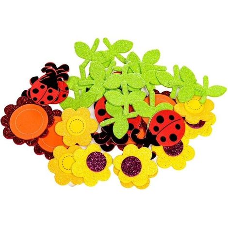 Adesivi in schiuma - fiori e coccinelle, 32 pezzi