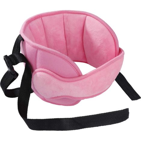 Coussin d'appui-tête bébé rose réglable pour siège auto, oreiller de confort, soutien cervical, protection latérale, appui-tête voiture enfant, housse amovible, taille unique. (1/5)