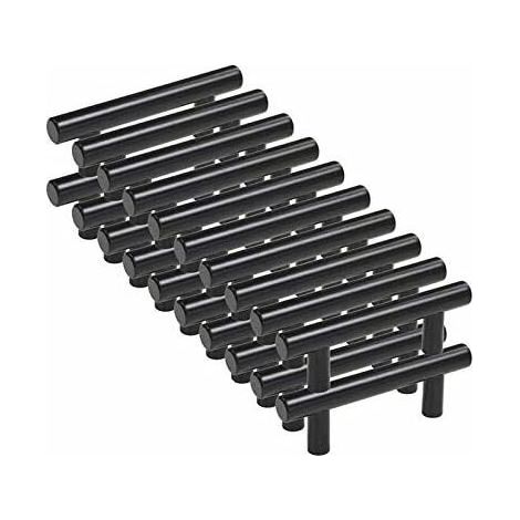 Lot de 20 poignées de meuble noir Entraxe 96mm Acier solide Finition inoxydable Pour portes et tiroirs - 20pcs (1/4)