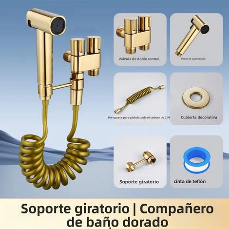 (Or) Pistolet de toilette portable monobloc, à double vitesse réglable et à double vanne de contrôle (1/2)