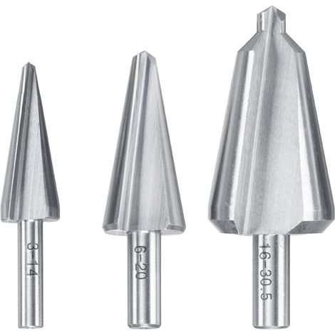 kwb HSS Blech-Schälbohrer Set, 3-teilig für Edelstahl, Konus-Bohrer stufenlos für hochlegierte Stähle
