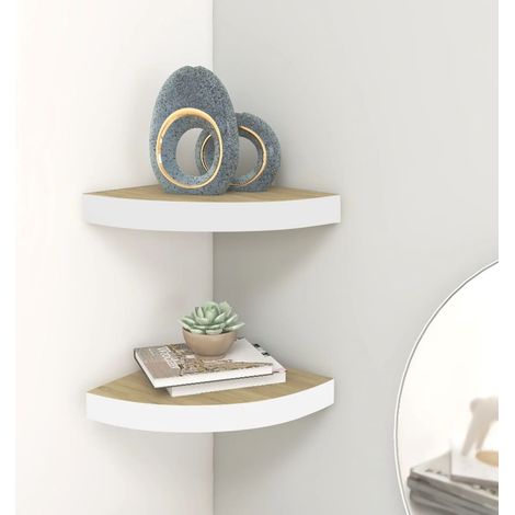 Estante esquinero pared 2 uds blanco roble MDF 25x25x3,8 cm vidaXL