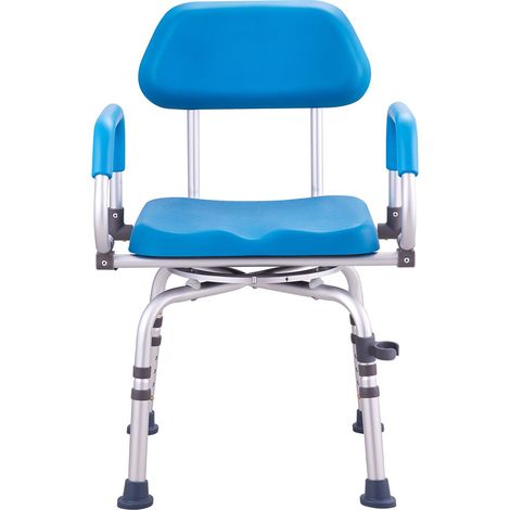 Chaise de douche pivotante 360°, siège ajustable avec accoudoirs rotatifs et assise rembourrée, antidérapante pour baignoire ou douche, capacité 300 lbs, idéale pour personnes âgées ou à mobilité rédu (1/5)