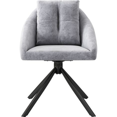 Chaise de salle à manger tournante en velours gris avec structure métallique, design ergonomique (1/5)