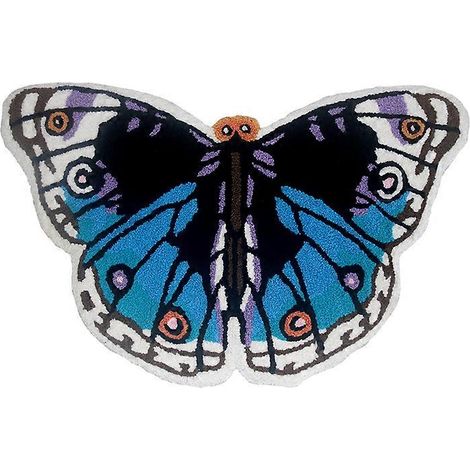Tapis de bienvenue mignon, paillasson papillon créatif et fait main pour chambre de fille (cyan) (1/4)