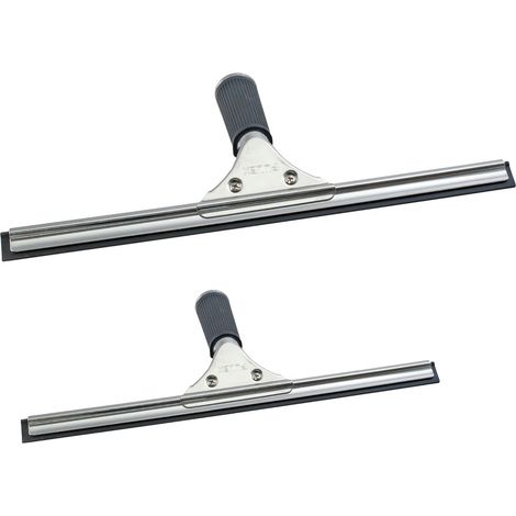 Novaliv Value Set Raclette à vitres Professionnelle 35 cm + 45 cm Nettoyeur de vitres en acier inoxydable avec lèvre en caoutchouc remplaçable Lèvre