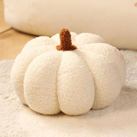Dekorative Kürbis-Plüschkissen, 28 cm ultraweiches, flauschiges Kürbis-Plüschkissen, Herbst-Halloween-/Thanksgiving-Kissen, dekoratives Kürbis-Sofakissen (Weiß) (1/4)