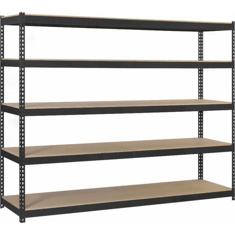 Estantería metálica sin tornillos SIMONRACK de 5 estantes (200x240x60cm) ANTRACITA Y MADERA (1/5)