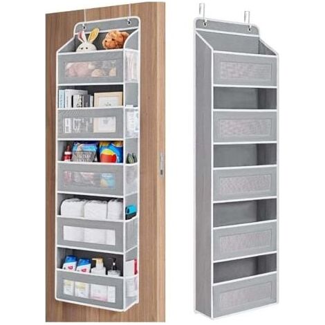 Borsa portaoggetti da appendere alla porta, borsa porta calzini in tessuto non tessuto con 5 tasche, capacità fino a 20 kg. (1/5)