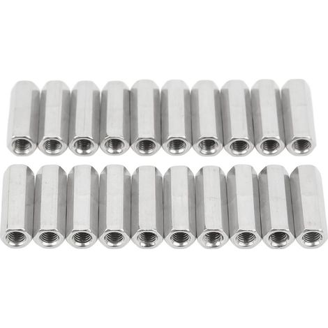 Connecteurs de tige filetée en acier inoxydable, écrou d'accouplement hexagonal M5x0,8 L25mm, résistance à la rouille et à la Corrosion, 20 pièces (1/5)