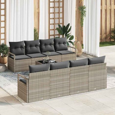 vidaXL Set di divani 7 pcs Grigio chiaro polyrattan (1/5)