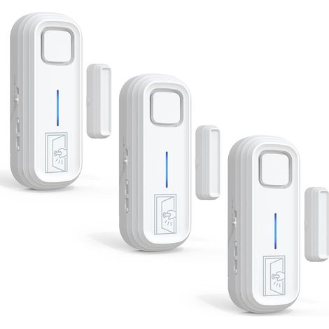 Lot de 3 alarmes de Porte et de fenêtre - avec télécommande - 4 Modes - 120 DB - Protection Anti-effraction - Blanc (1/5)