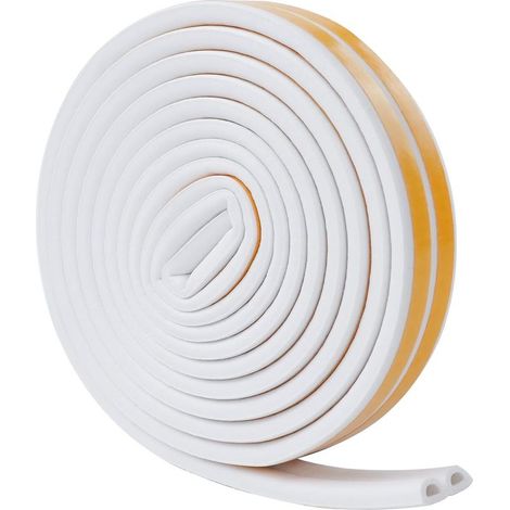 Joint Fenetre D-Profil, Joint Porte Isolation anti Froid Mousse Adhésif Caoutchouc Calfeutrage Joint, pour Isolante Thermique Phonique anti bruit, Preuve de Collision (6M Blanc) (1/4)