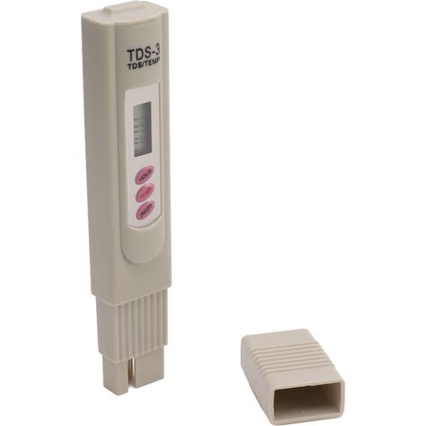 Stylo testeur de qualité d'eau numérique portable TDS gris à trois boutons pour aquariums et piscines (1/5)