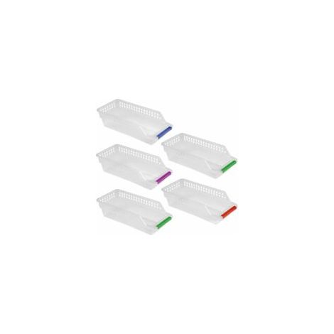 Rangement Frigo, Rangement Refrigérateur, Empilable Panier Frigo, Panier de Rangement en Plastique pour Collecte de Cuisine à Domicile (Lot de 5) - Crezuo (1/4)
