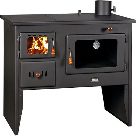 Poêle à bois pour système de chauffage central. Puissance de chauffage 4 + 12 kW. Modèle Prity W12 PM