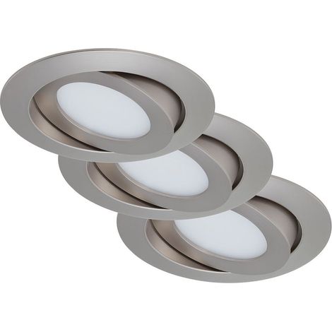 3er Set LED Einbauleuchte, Ø 10,6 cm, 4,8 W, Matt-Nickel, Briloner Leuchten